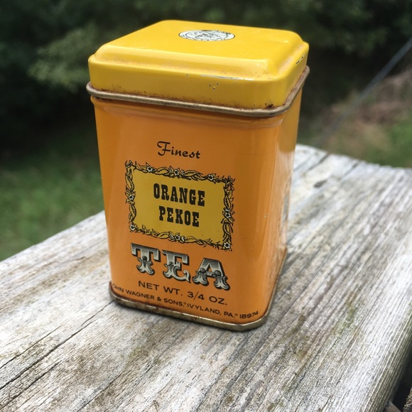VTG ORANGE PEKOE TEA TIN YELLOW ORANGE - Picture 10 of 10